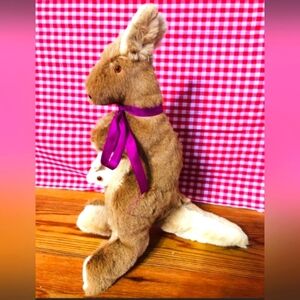 Vintage Stuffed Fur Kangaroo Joey Animal Stuffy Australia Souvenir